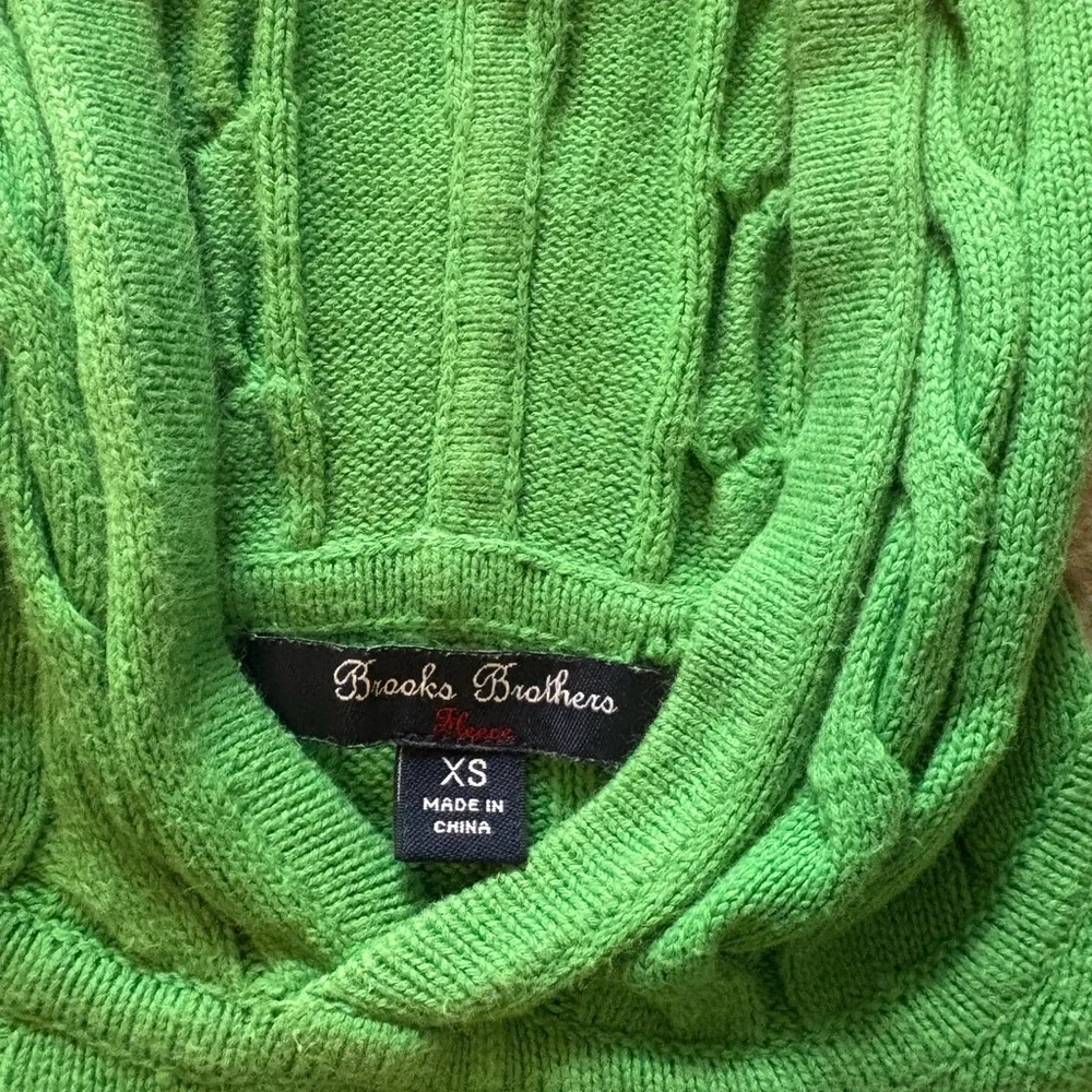 Brooks Brothers Vibrant Green Cabled Hoodie Sweater XS size 4